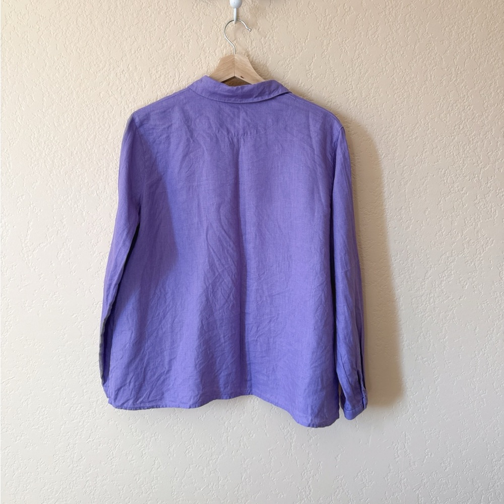 Handmade Women’s Linen Purple Button-Up Shirt Size M - Picture 4 of 5